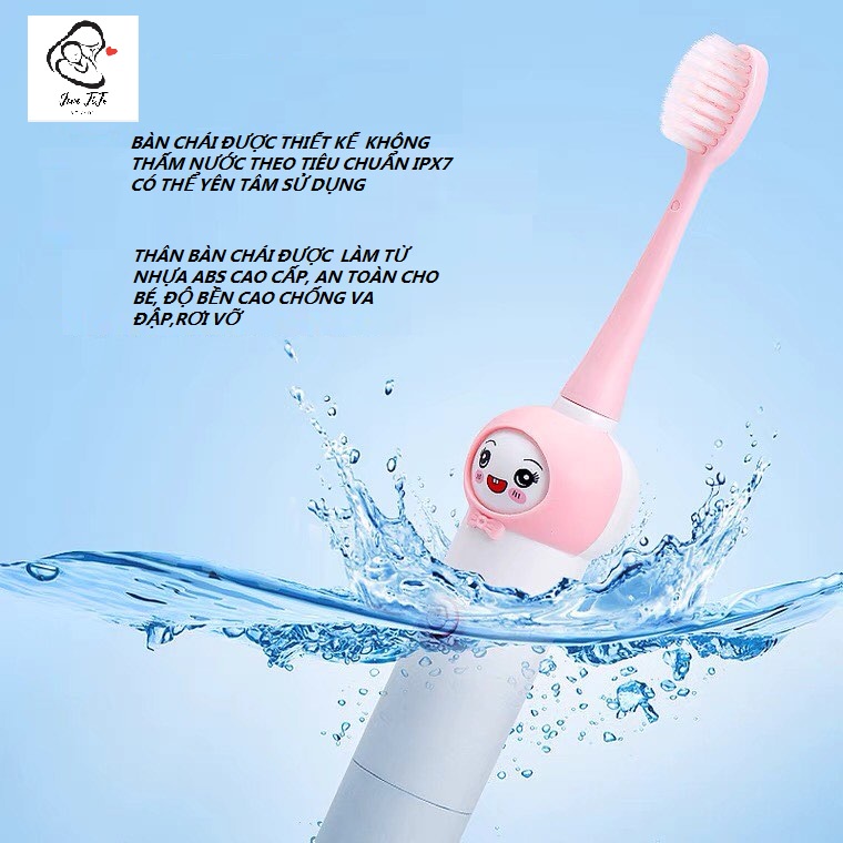 Bàn Chải Đánh Răng Điện Cho Bé Hình Mặt  Cười  Dễ Thương(Tặng Kèm 4 Đầu Bàn Chải)