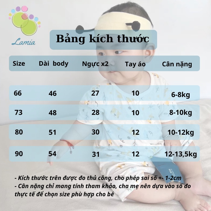 Bộ Body Hè Liền Thân Cúc Giữa Cho Bé Trai Bé Gái Sơ Sinh 𝟐𝟔𝐁𝐃𝐃𝐔