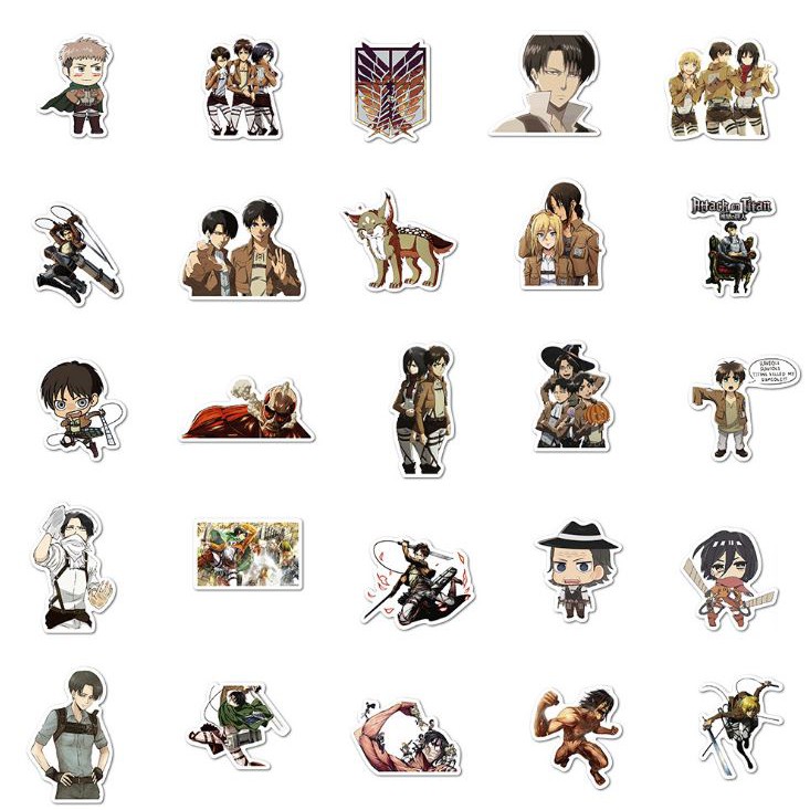 Sticker ANIME ĐẠI CHIẾN NGƯỜI KHỔNG LỒ nhựa PVC không thấm nước, dán nón bảo hiểm, laptop, điện thoại, Vali, xe #145