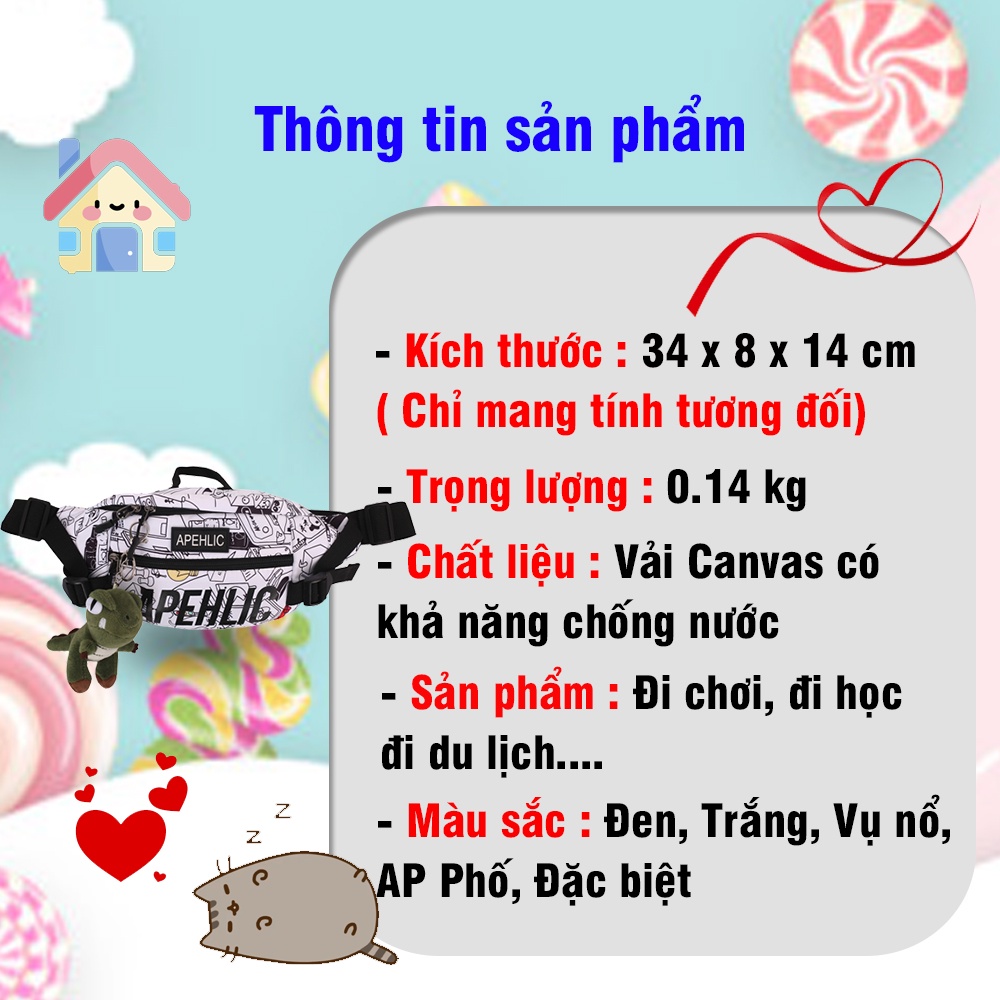 Túi Đeo Chéo Nam Nữ Unisex Túi Bao Tử Nam APEHLIC Vải Canvas Chống Nước Tuyệt Đối
