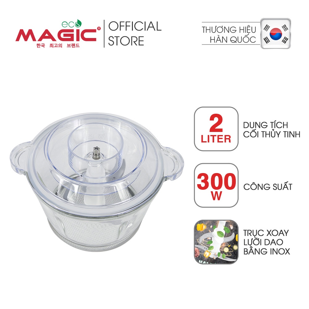 Máy xay thịt thực phẩm đa năng mini Magic Eco AC-15, dung tích 2L, bảo hành chính hãng