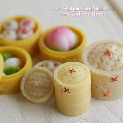 Khuôn silicone trong dẻo nặn thức ăn minifood nhà búp bê dollhouse xửng hấp steamer dimsum