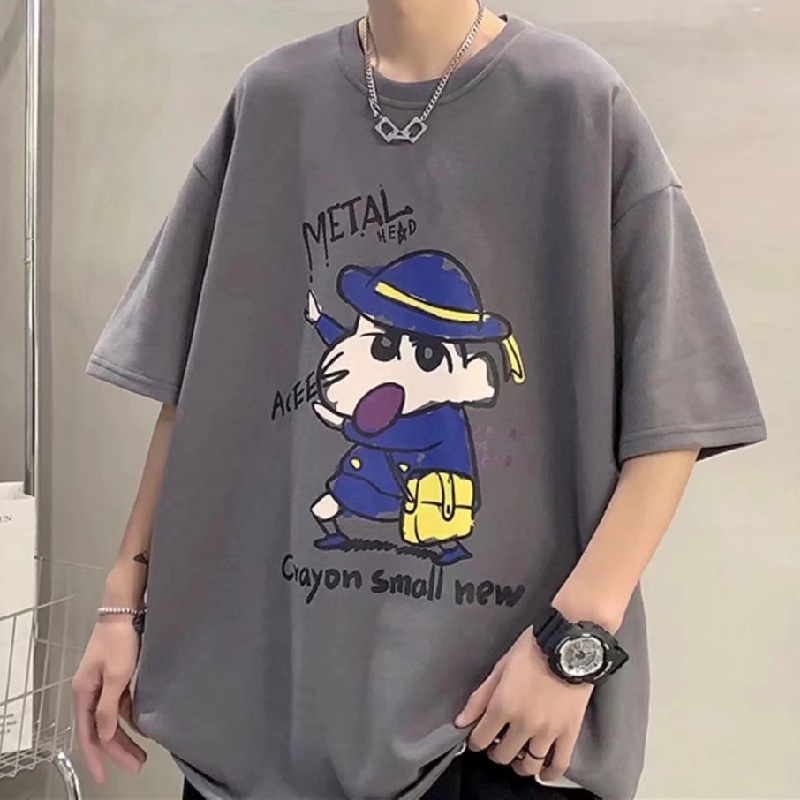 Áo Thun Tay Ngắn Dáng Rộng In Họa Tiết Hoạt Hình Phong Cách Hàn Quốc Thời Trang Mùa Hè Cho Nam Size M-8XL