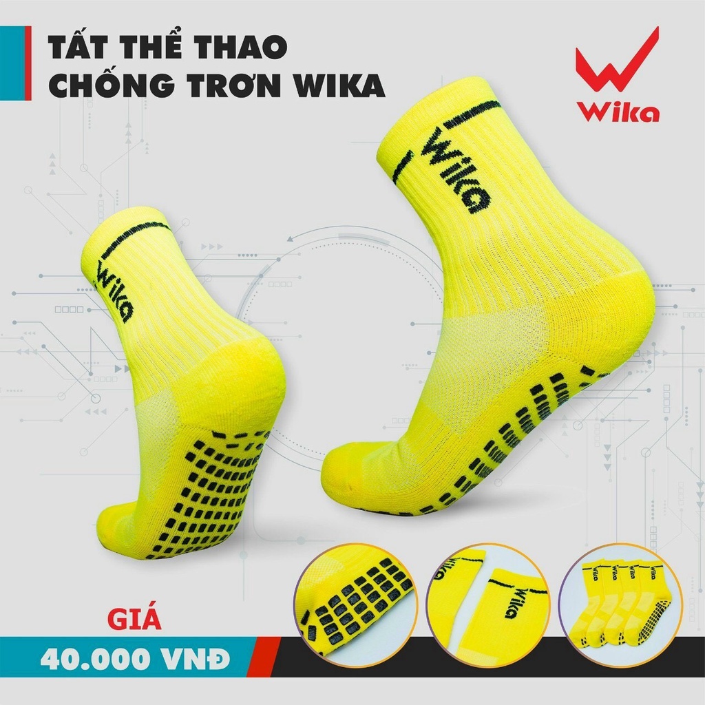 Tất đá bóng chống trơn Wika thể thao dệt kim cổ lửng cao su non bàn chân cao cấp - 2EVSHOP
