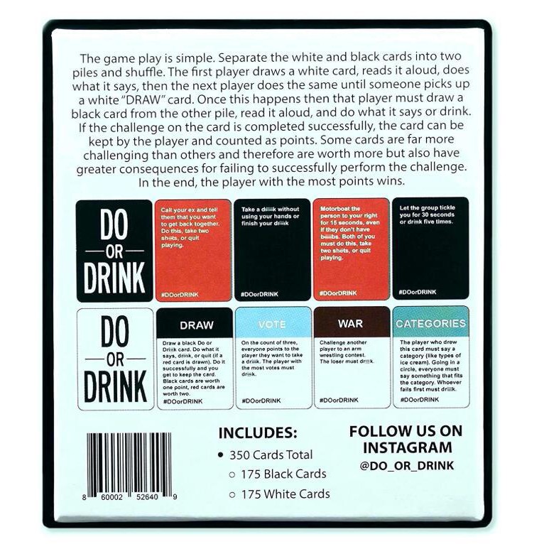 Bộ bài Do or Drink Win or Blackout T23