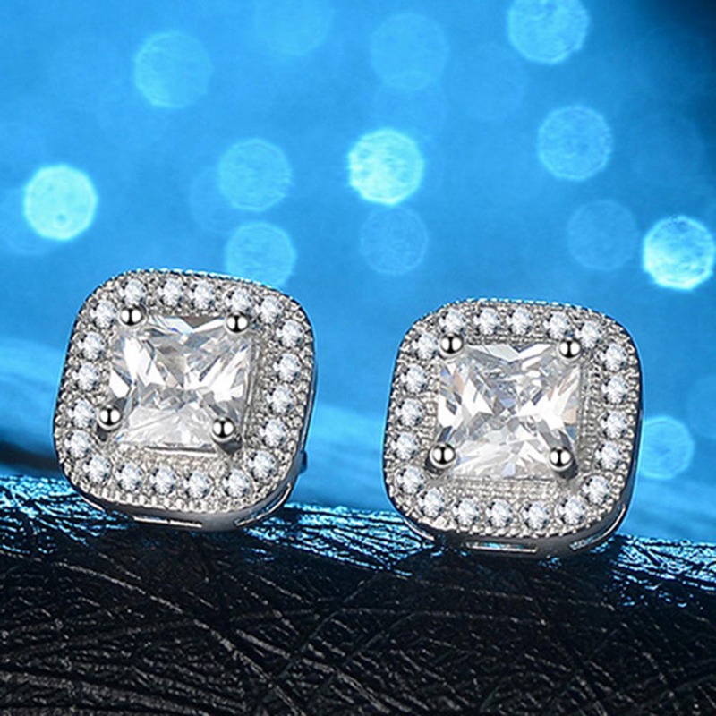 Khuyên tai mạ vàng trắng đính đá CZ thời trang