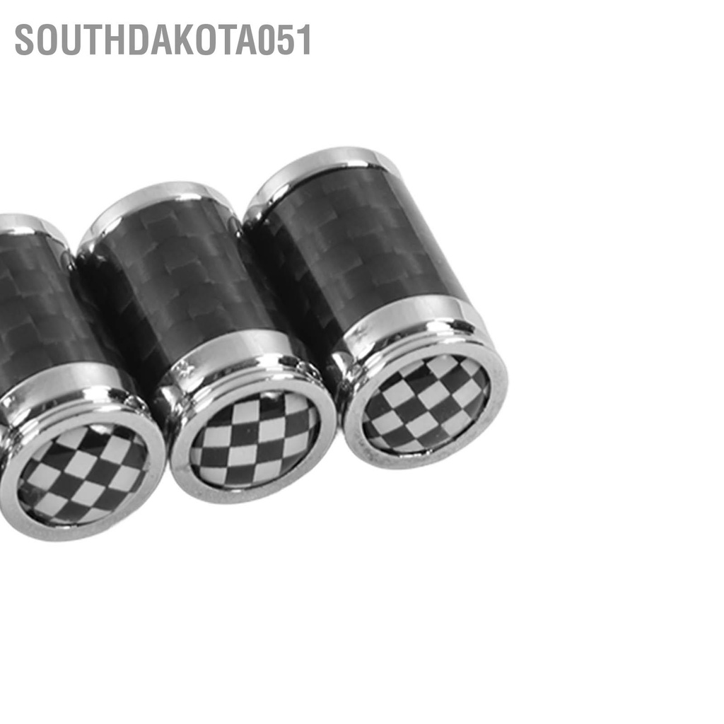 Set 4 cái van lốp ô tô bằng sợi carbon hợp kim nhôm màu đen trắng kẻ sọc thay thế cho Mini Hatch Cabrio