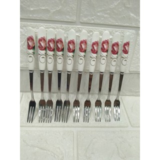 Rĩa inox cán sứ hoa,combo 10 cái