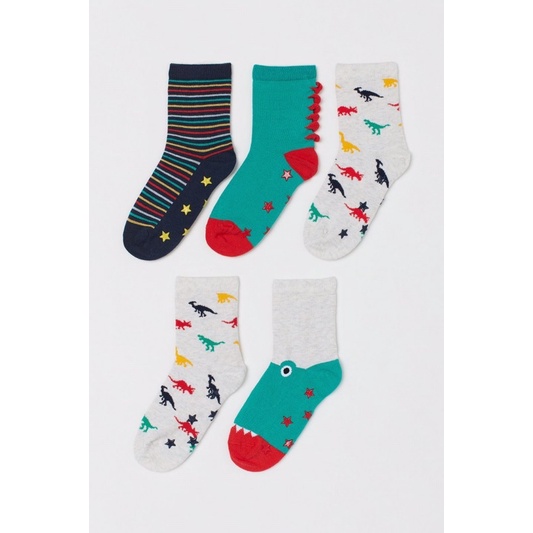 Set 5 đôi tất dài màu sắc cho bé trai săn sale china size eur 31/33