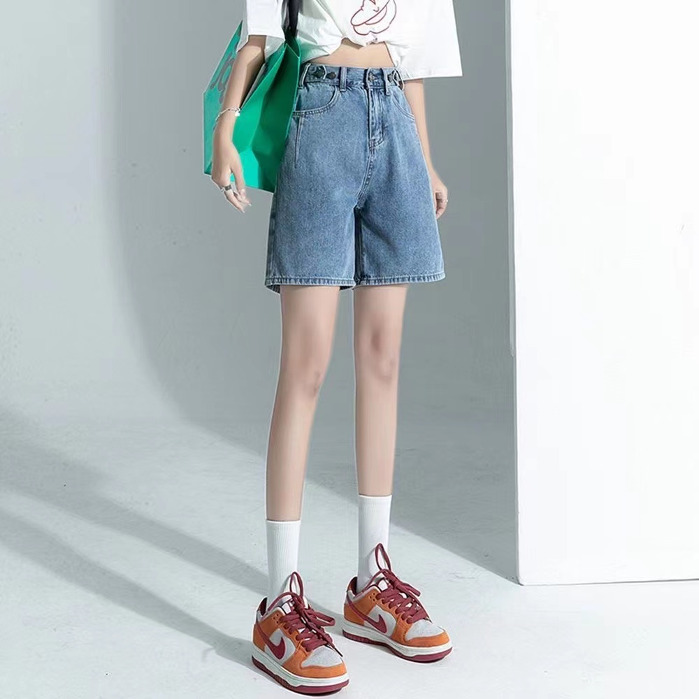 Quần Short Denim Lưng Cao Phong Cách Hàn Quốc Đơn Giản Thời Trang Mùa Hè Cho Nữ