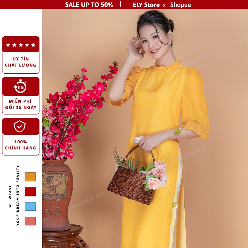 Áo dài cách tân nữ thời trang cách điệu ELY voan tơ cao cấp đổi trả 15 ngày