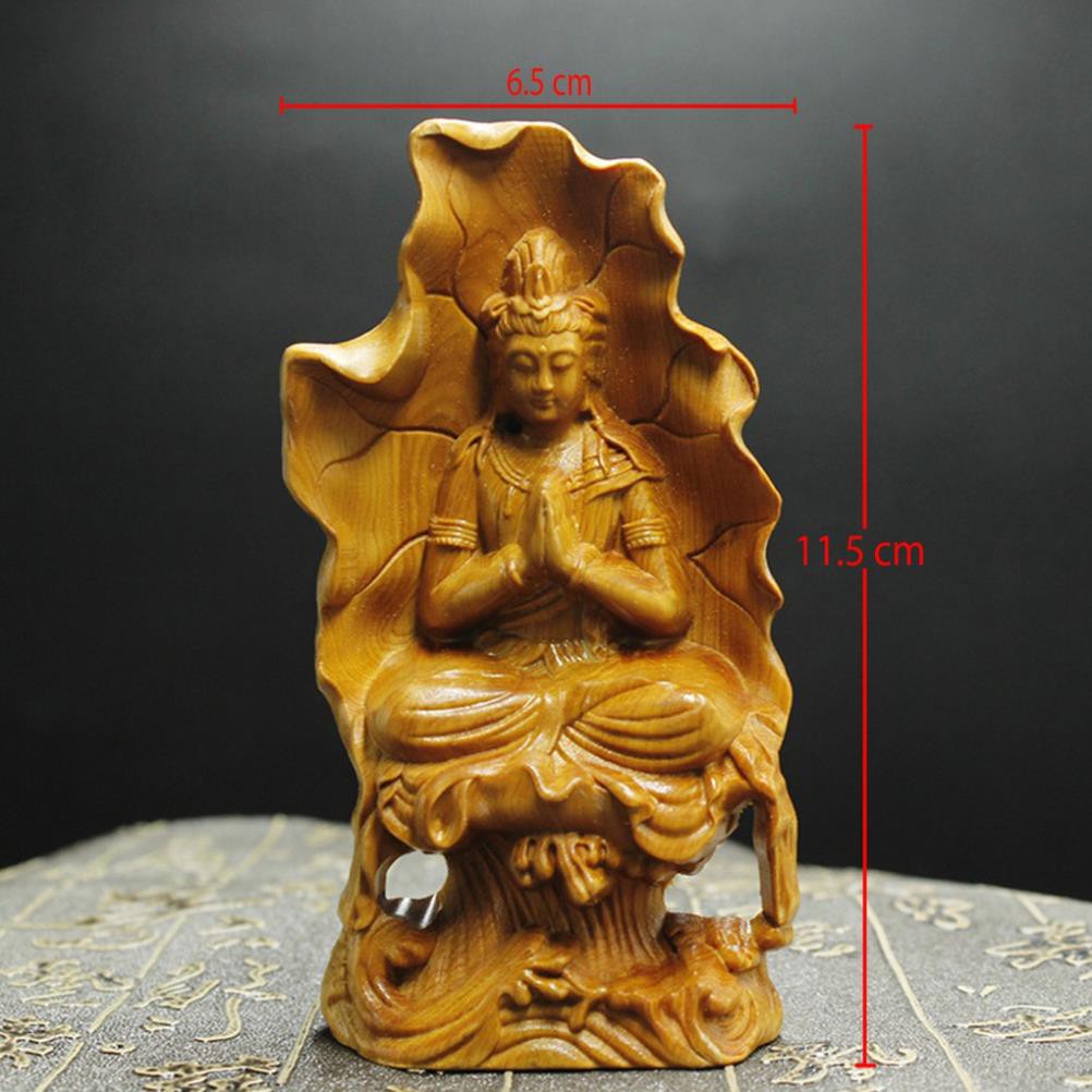 Tượng Phật bà Quan Âm bằng gỗ Hoàng Dương (để trong xe ô tô)