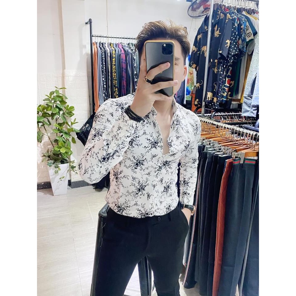 Sơ mi nam vải lụa TMINA, áo họa tiết, áo lụa nam dài tay SM12 | BigBuy360 - bigbuy360.vn