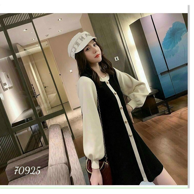 ĐẦM NỮ BABY DOLL PHỐI NÚT TIỂU THƯ XINH XẮN