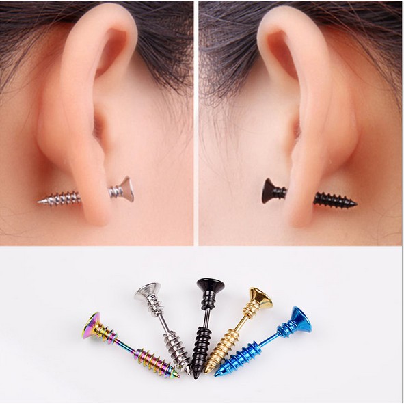 Cặp khuyên tai hình đinh ốc cá tính thời trang