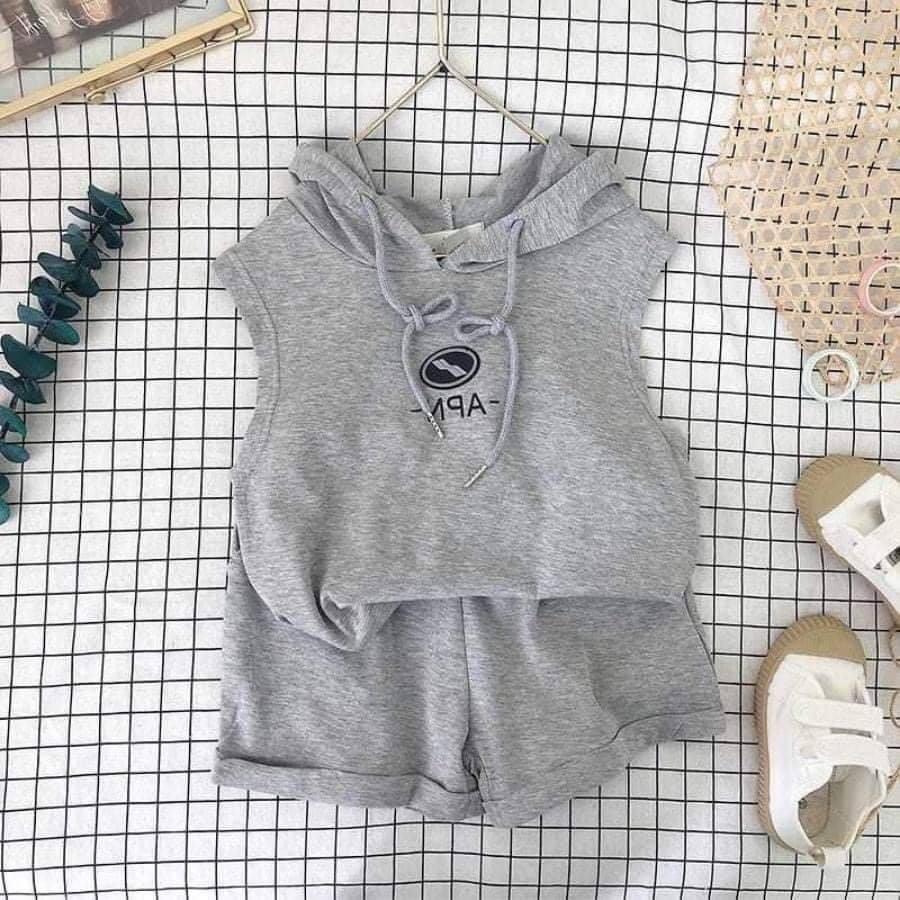 Bộ sát nách ba lỗ cho bé trai, Bộ phong cách thời trang hàn quốc APN cho bé trai và bé gái từ 6-27kg