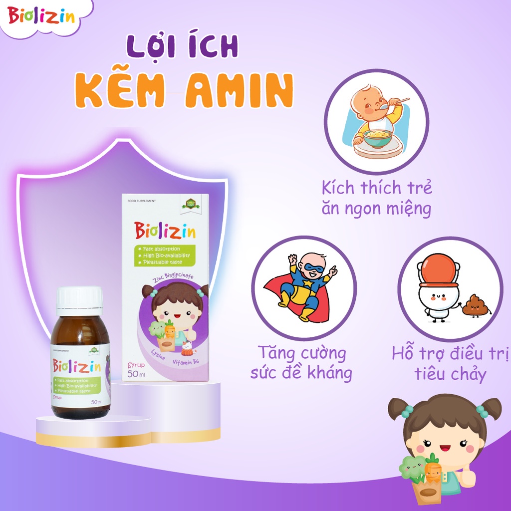 ✔️️️(Chính hãng) Kẽm Biolizin bổ sung Kẽm, Lysin, Vitamin B6 hỗ trợ bé ăn ngon, tăng đề kháng, cải thiện hệ tiêu hóa