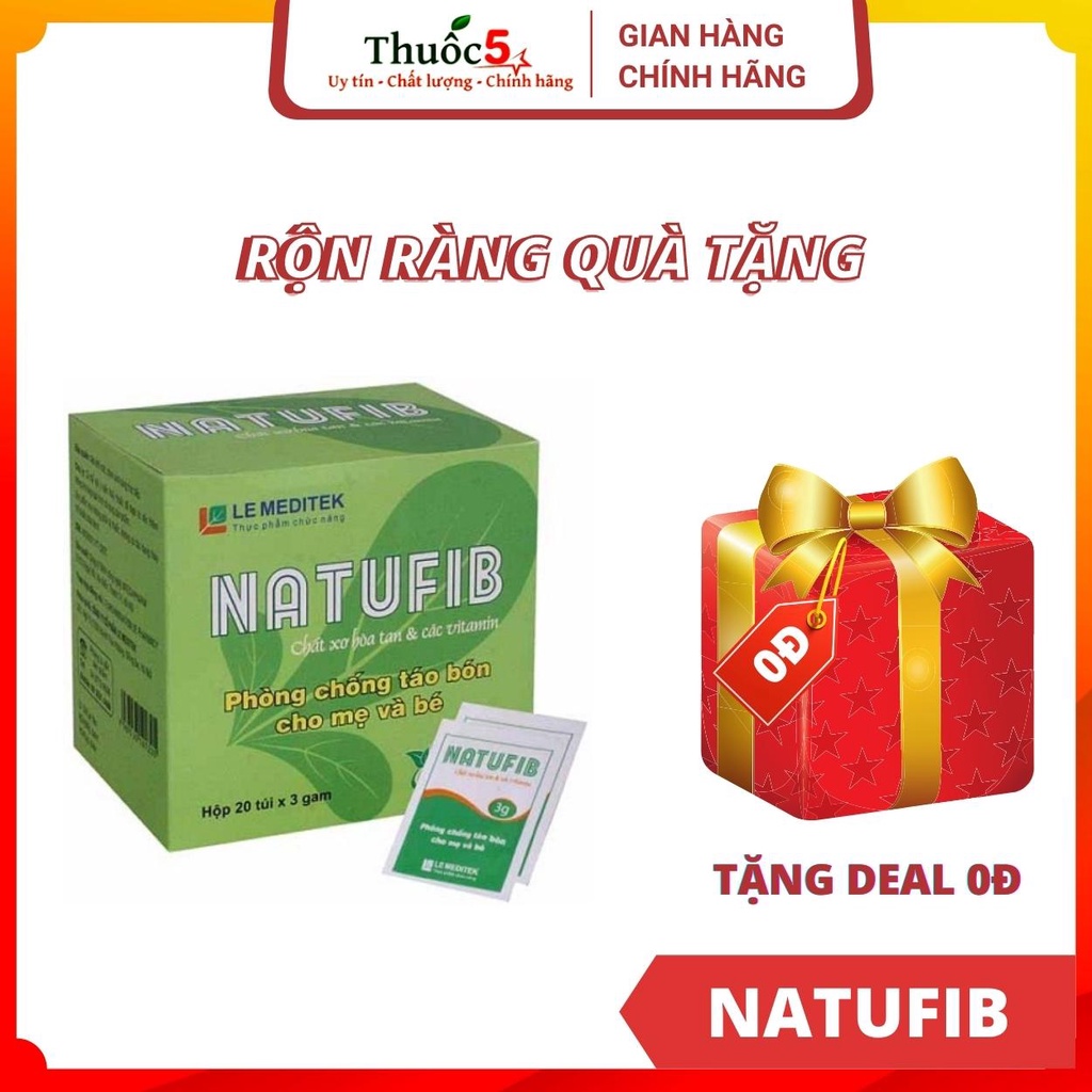 Natufib - Bổ sung chất sơ hòa tan, hỗ trợ táo bón - Hộp 20 gói
