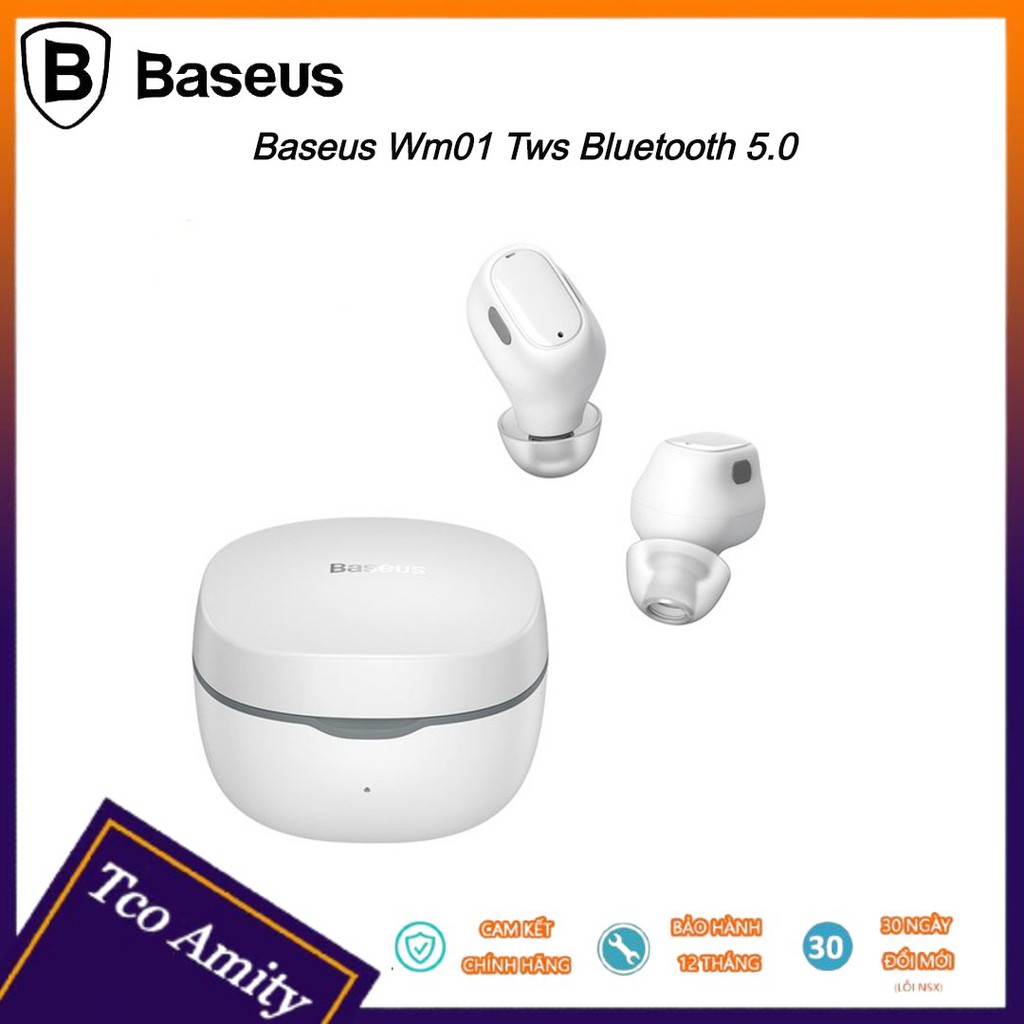 Tai nghe không dây Bluetooth 5.0 Baseus True Wireless WM01 - Chống ồn - Ổn định - Thiết kế nhỏ gọn - Bảo hành 12 tháng