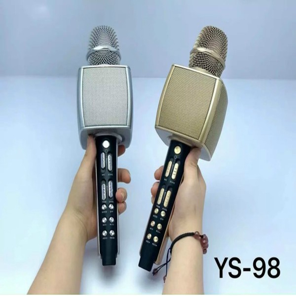 Micro Karaoke YS-98 Song Ca Kèm Loa 2 mic Bluetooth Cao Cấp, Micro Bluetooth 3in1 - Hiệu Chỉnh Được Bass Treble Ấn Tượng