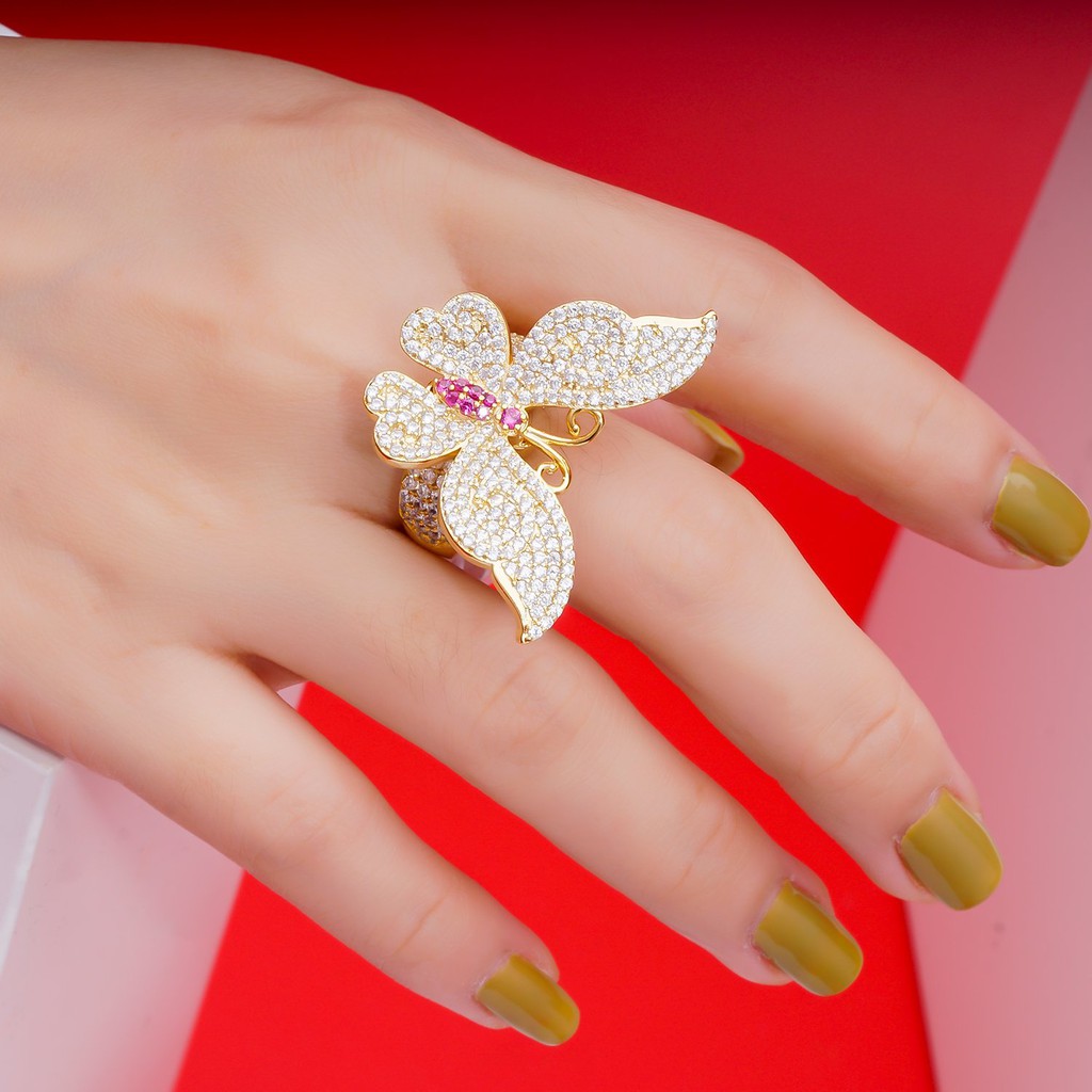 Nhẫn nữ UHA mạ vàng 18K đính đá CZ N434172-200
