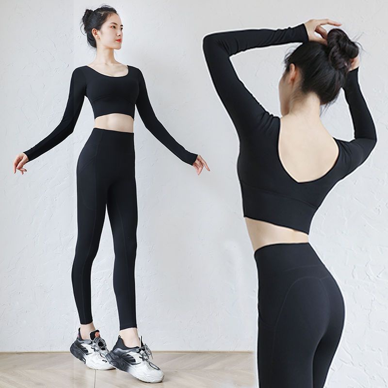 Bộ Đồ Tập Yoga Cao Cấp Tay Dài Có Đệm Ngực Phong Cách Mới Cho Nữ