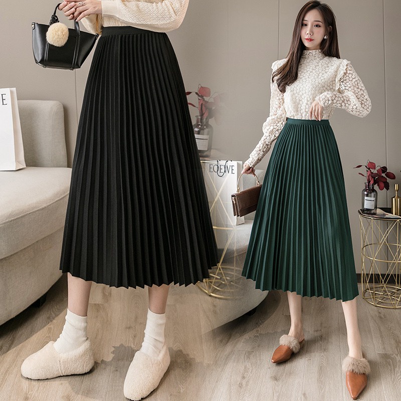 Chân Váy Xếp Ly Dáng Dài Xu Hướng Thời Trang 2021 Freeship,Chân Váy Nữ Dày Dặn Nhiều Màu Hàng Cao Cấp QC Hè 2021 Mới