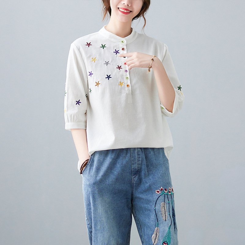 Áo sơ mi nữ tay lỡ kín đáo thanh lịch form rộng che mọi khuyết điểm