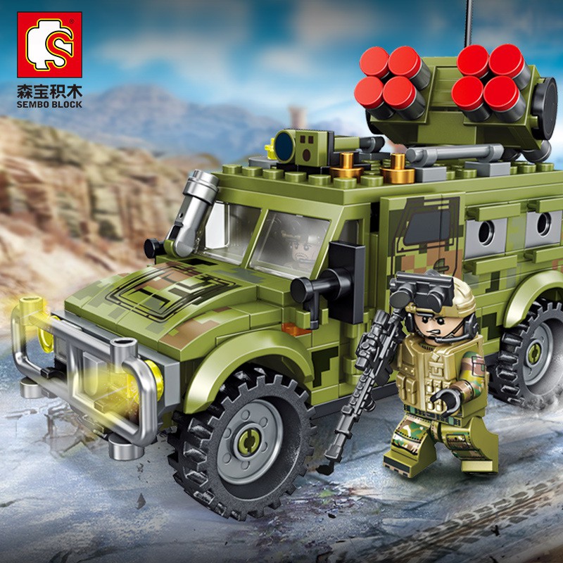 Đồ chơi Lắp Ráp Xe Jeep Quân đội Bọc thép - Sembo Block 105531 MILITARY SERIES 105531 TIGERS ASSAULT CAR