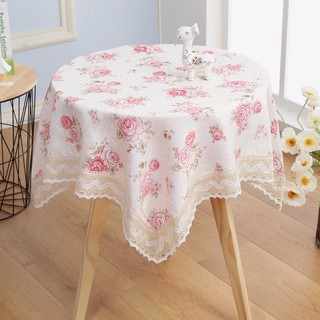 1 Khăn Trải Bàn Tròn / Tròn / Chữ Nhật Vải Cotton Lanh Phối Ren Chống Thấm Nước Kiểu Bắc Âu