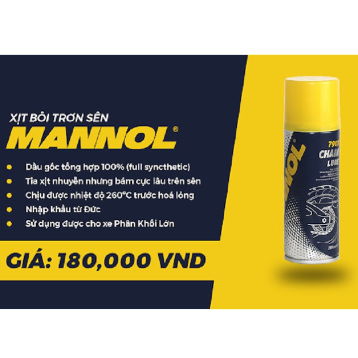 Chai Xịt Bảo Dưỡng Sên MANNOL 7901 Chain Lube 200ml