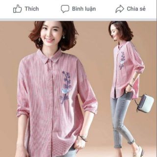 Sơ mi sọc thêu như hình size từ 55-70kg