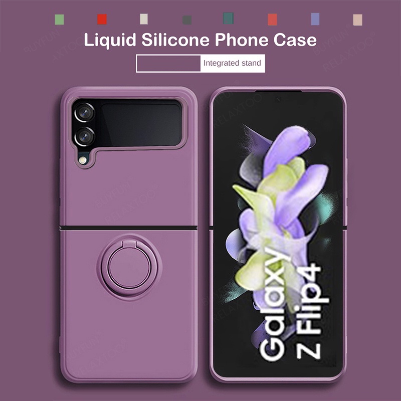 Ốp Điện Thoại Silicon Dẻo Kèm Giá Đỡ Nhẫn Cho Samsung Z Flip 4