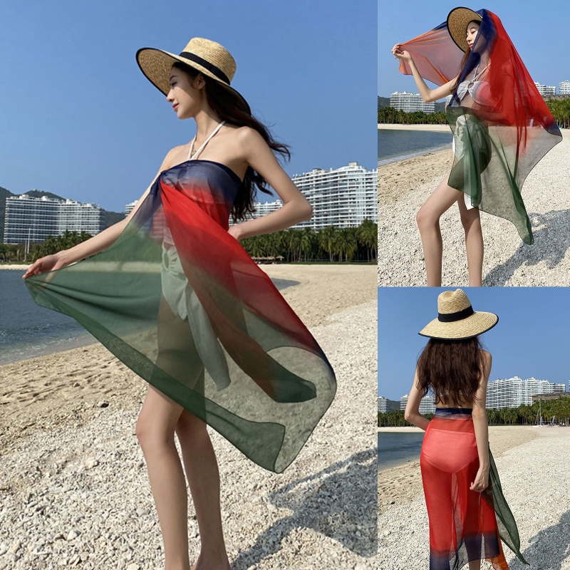 Khăn Choàng Cổ Chống Nắng Mùa Hè Mát Mẻ Thân Thiện Với Da Màu Sắc Gradient Cho Mẹ