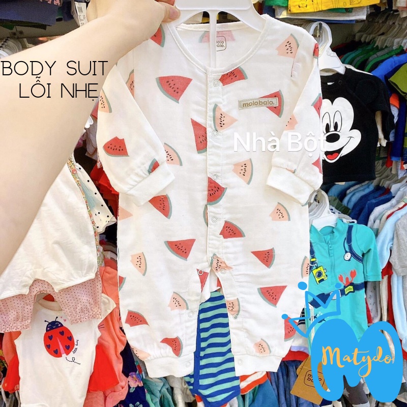 Bodysuit cho bé bộ body dài tay MATYDO cho trẻ sơ sinh xô và cotton Molo Balo cho bé 4-14kg hàng lỗi nhẹ