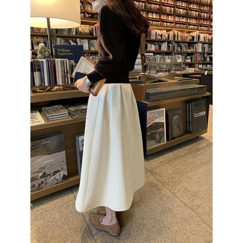 Set Áo Sơ Mi Trắng Đen + Áo Khoác Ghi Lê Dệt Kim Dáng Chữ A Phong Cách Retro Cho Nữ