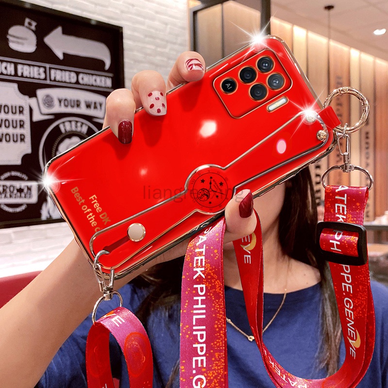 Ốp lưng oppo a94 4g Ốp Điện Thoại Mềm Đính Đá Có Dây Đeo Cổ Cho oppo a94 4g