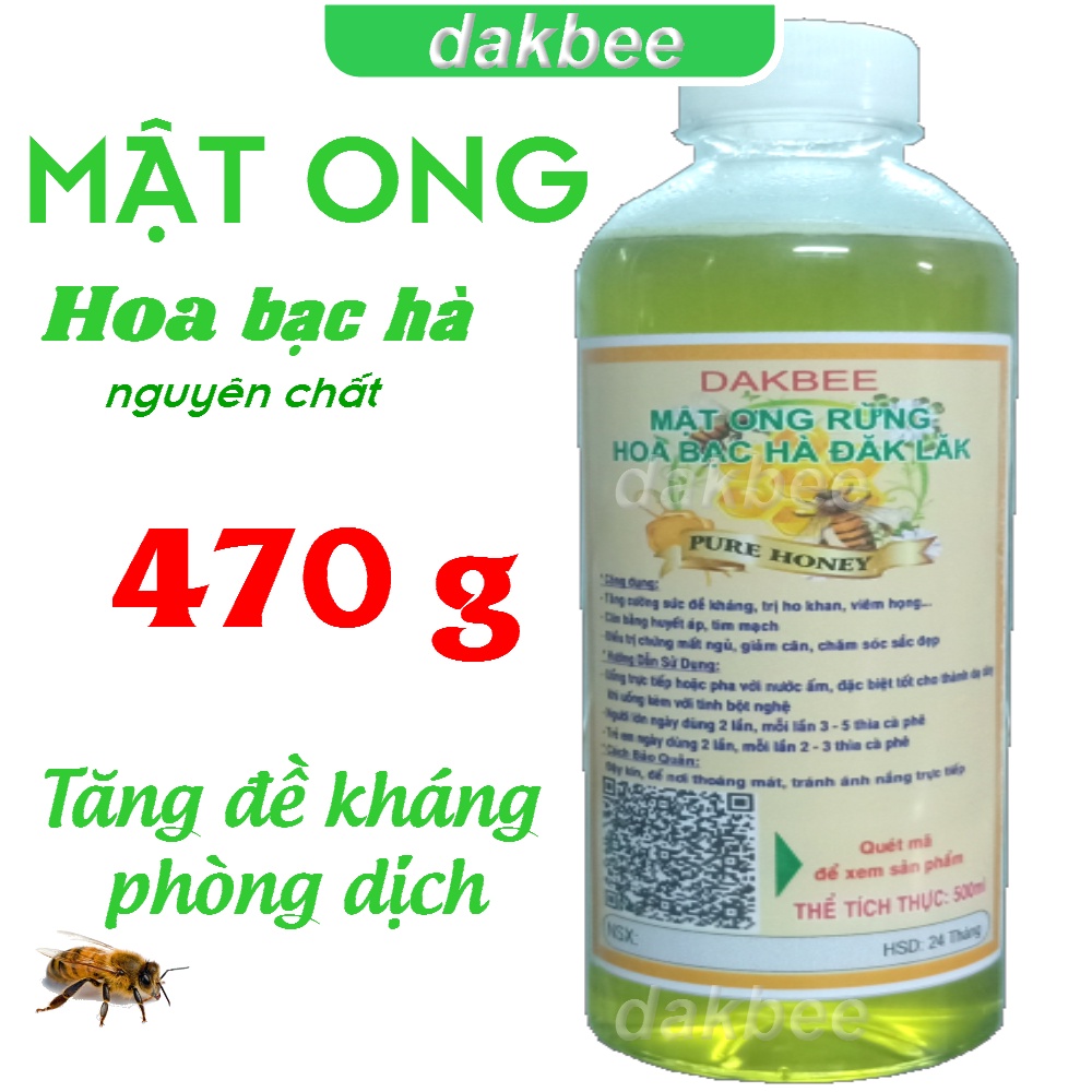 470g mật ong rừng hoa bạc hà nguyên chất - daklak- [dakbee]