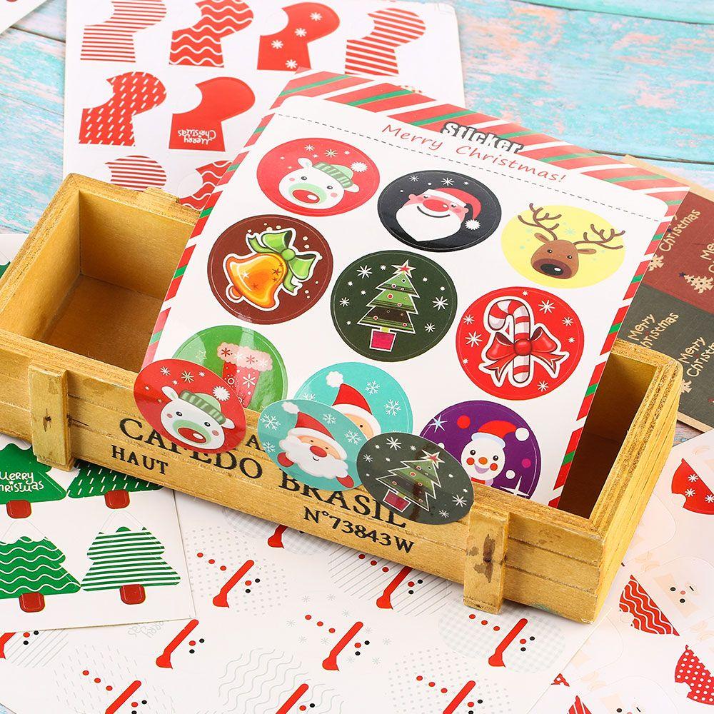 Set 5 Tấm Sticker Dán Niêm Phong Bao Bì Họa Tiết Bông Tuyết Giáng Sinh DIY