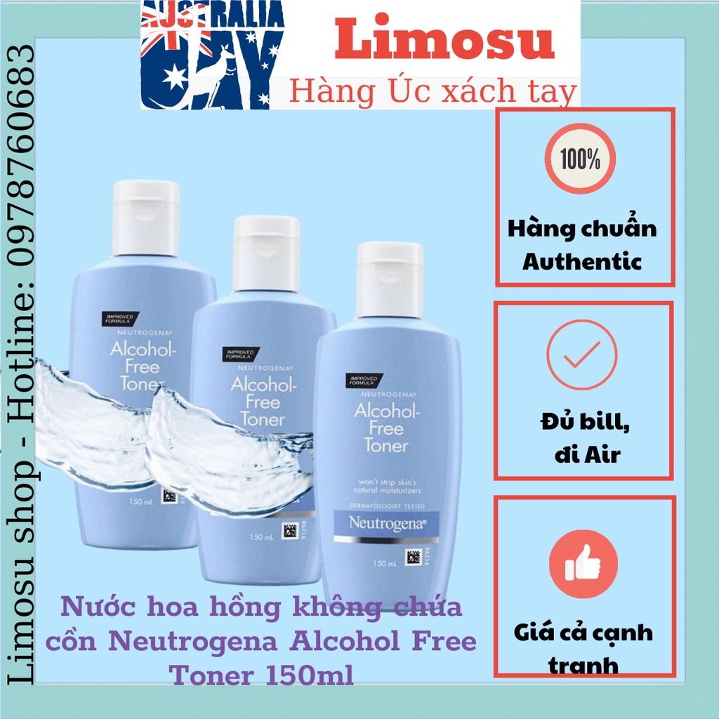 Nước hoa hồng Neutrogena Alcohol Free Toner Không chứa cồn 150ml Limosu
