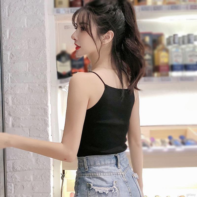 Áo Hai Dây Dệt Kim Màu Trơn Phối Khóa Kéo Thời Trang Hàn Quốc Quyến Rũ Cho Nữ