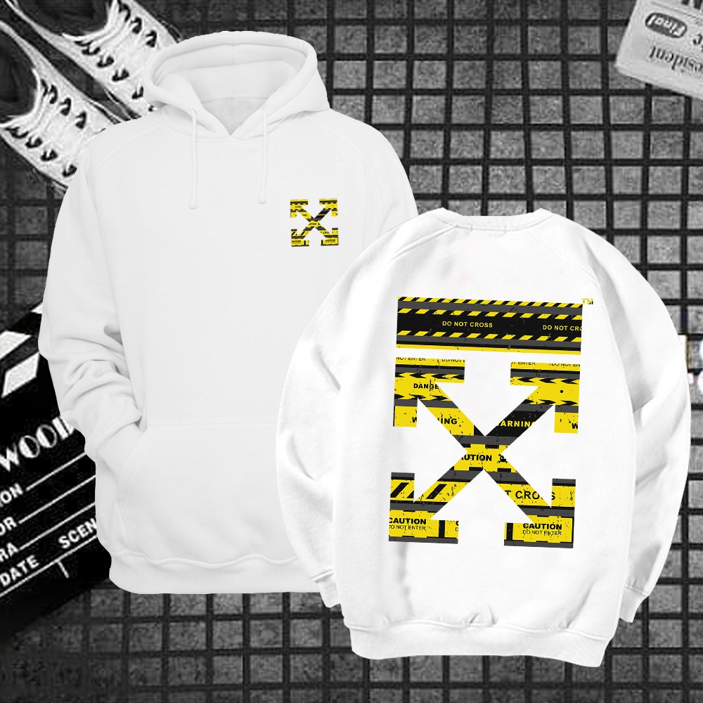 áo hoodie sweater nỉ off white caution unisex form rộng freeship toàn quốc MS04 M83 | BigBuy360 - bigbuy360.vn