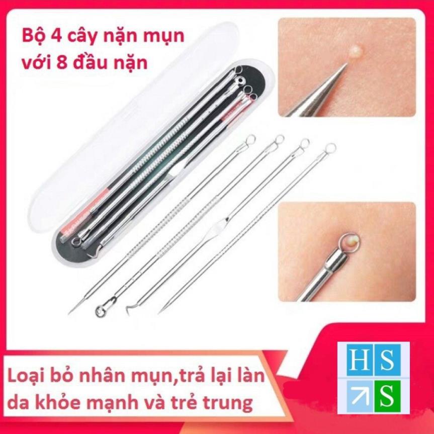 Bộ dụng cụ nặn mụn chứng cá 4 cây 8 đầu đa năng và tiện dụng - HS Shop Thủ Đức