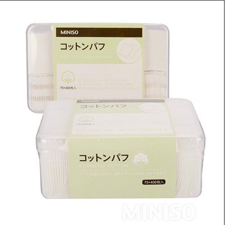 Bông tẩy trang Miniso Nhật Bản 475 miếng - mỹ phẩm Yumi Beauty