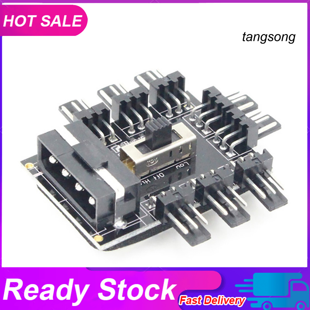 Bộ Chia Cổng Quạt Tản Nhiệt Ts-Pc Computer Ide 1 Sang 8 Multi Way Fan Hub 3pin 12v Pcb