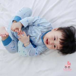 Bộ cài thẳng dài tay xanh lơ  Nous ( vải mỏng)