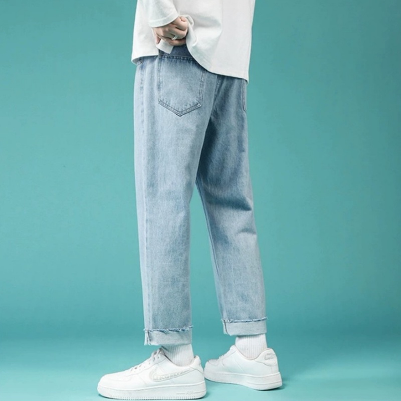 Quần Jeans baggy, quần jean bò Đen, Xanh rách gấu nam ống suông, rộng, hottrend 2022