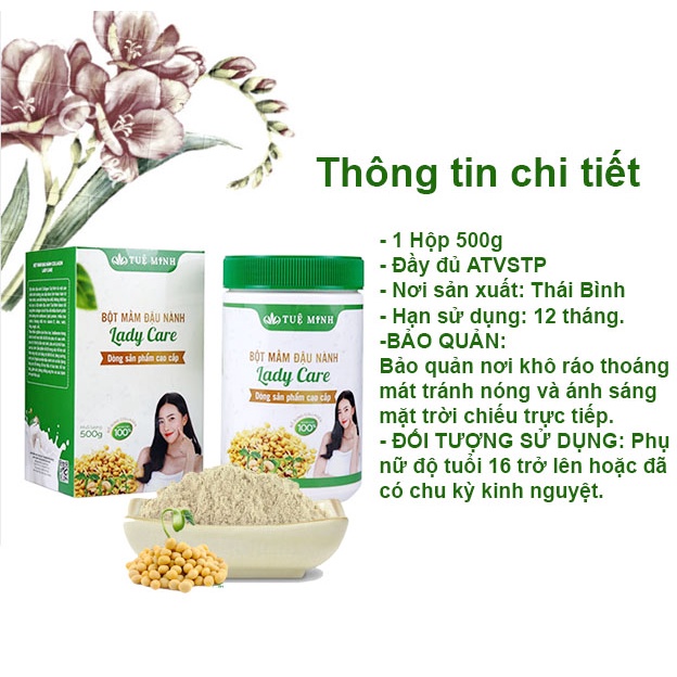 Mầm đậu nành tăng vòng 1 Tuệ Minh đầy đủ giấy kiểm nghiệm, ATVSTP hũ 500 gram