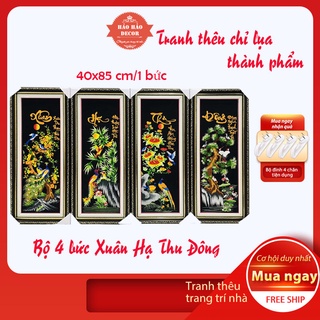 Tranh treo tường phòng khách, Tranh thêu Tứ quý Xuân hạ thu đông chưa khung