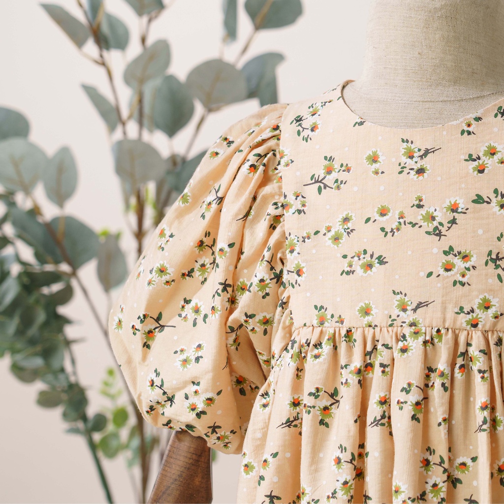 Váy Bé Gái Thiết Kế Janet Họa Tiết Hoa Tay Phồng Cổ Điển BEBAE KIDSWEAR
